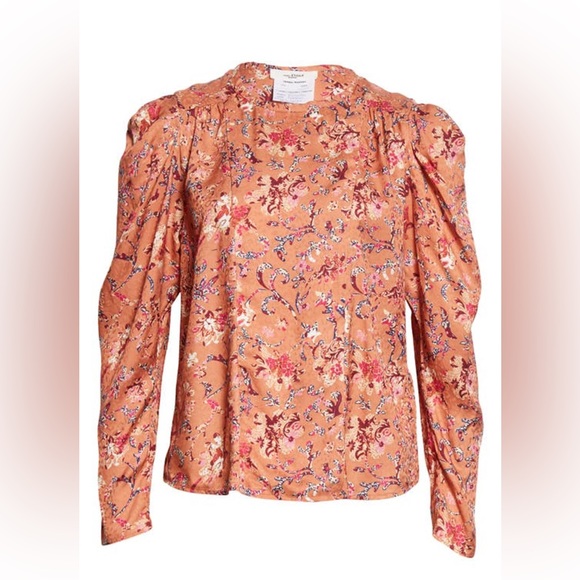NWT $485 Isabel Marant Étoile Benson Printed Long-sleeve Top Blouse - Picture 5 of 5